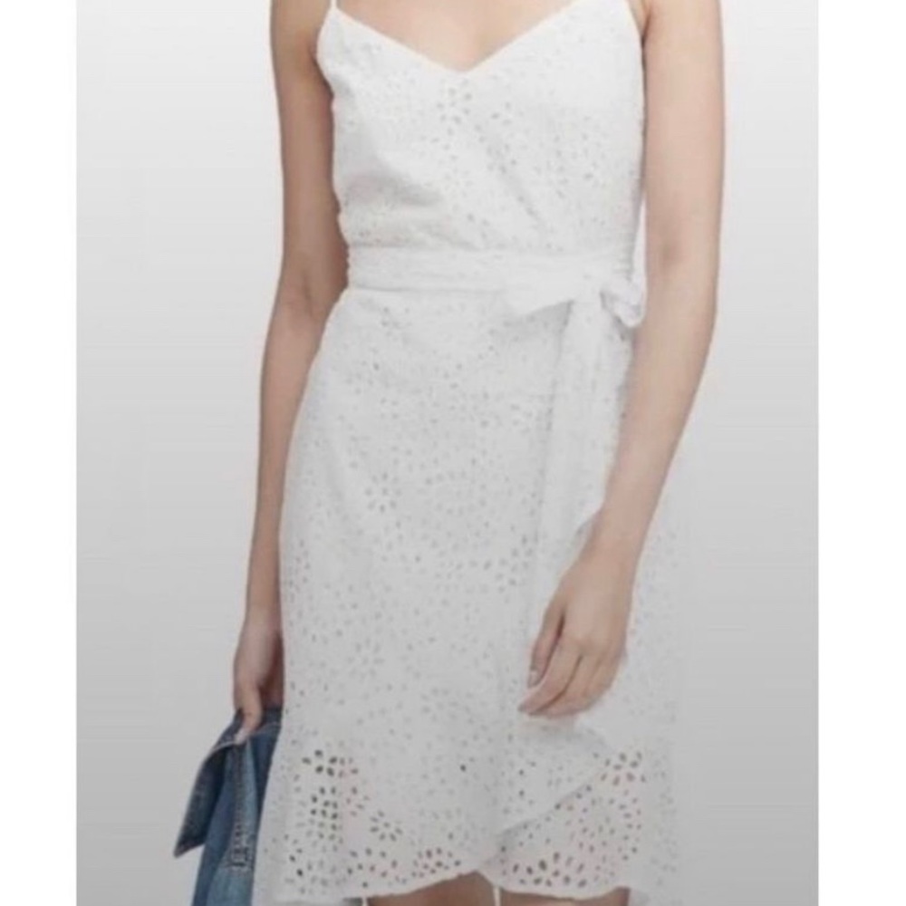 Banana Republic White Eyelet Wrap Dress Size 2